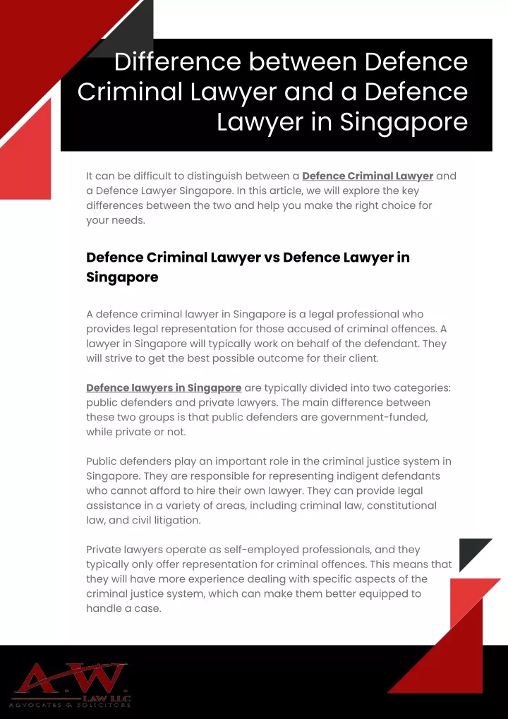 difference between defence criminal lawyer