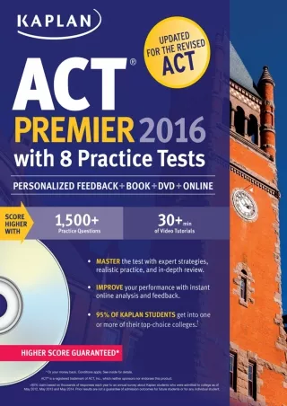 Kaplan ACT Premier 2016 with 8 Practice Tests Personalized Feedback  Book