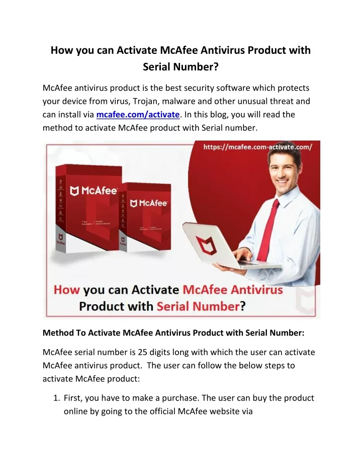 how you can activate mcafee antivirus product