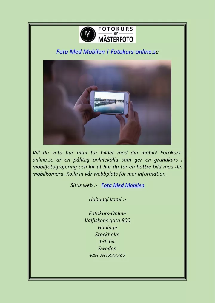 fota med mobilen fotokurs online s e