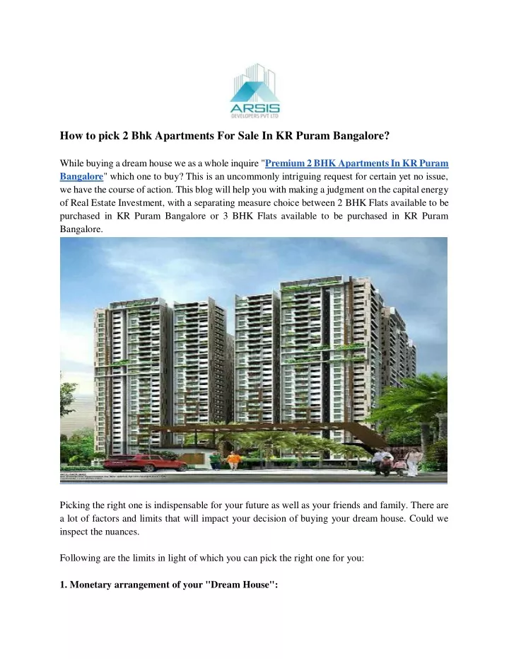 how to pick 2 bhk apartments for sale in kr puram