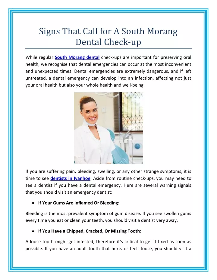 signs that call for a south morang dental check up