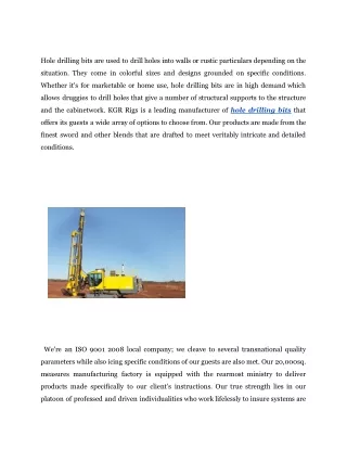 Hole Drilling Bits _ KGR Rigs & Mining Equipment