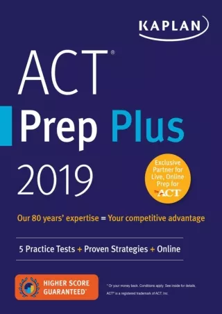 ACT Prep Plus 2019 5 Practice Tests  Proven Strategies  Online Kaplan Test