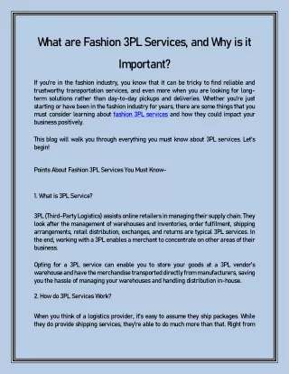 what are fashion 3pl services and why is it
