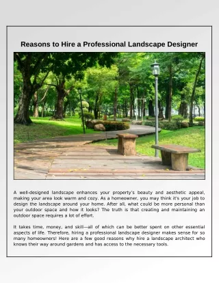 Why Hire a Professional Landscape Designer?