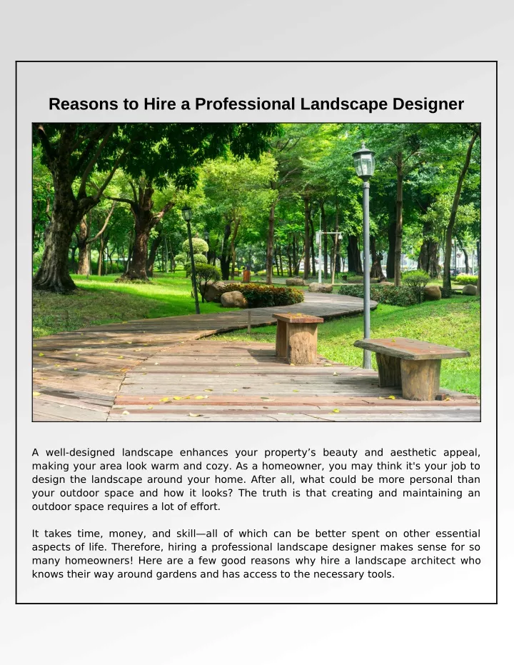 reasons to hire a professional landscape designer
