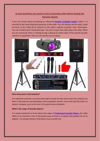 Crucial questions you need to ask to a karaoke seller before buying the Karaoke System