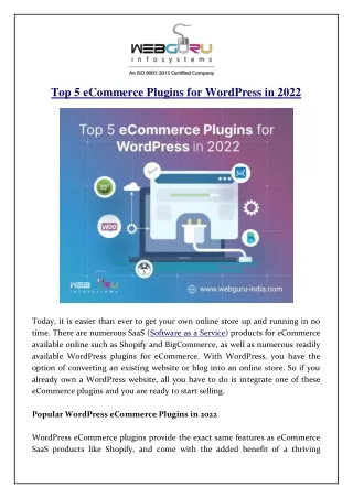 top 5 ecommerce plugins for wordpress in 2022