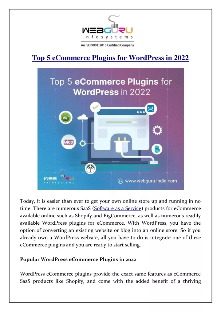 PPT - Top 5 ECommerce Plugins For WordPress In 2022 PowerPoint ...