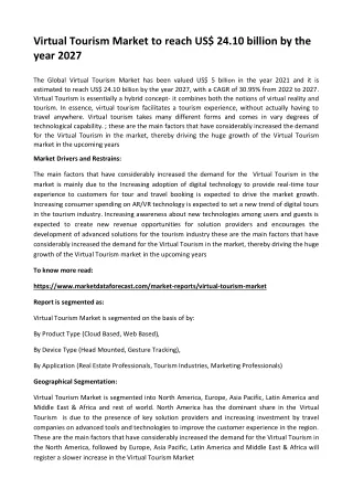 virtual tourism market to reach us 24 10 billion