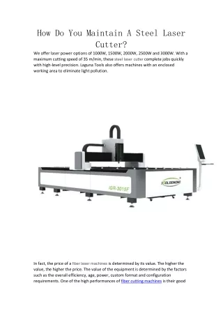 how do you maintain a steel laser cutter
