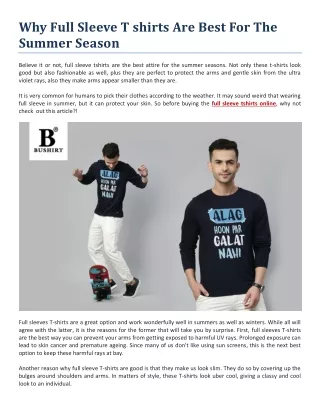 why full sleeve t shirts are best for the summer