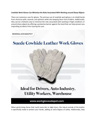 cowhide work gloves can minimize the risks