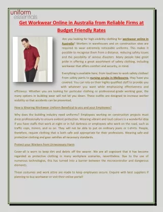 get workwear online in australia from reliable