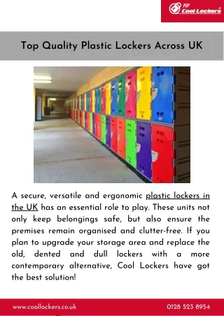Top Quality Plastic Lockers Across UK