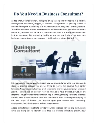 Do You Need A Business Consultant