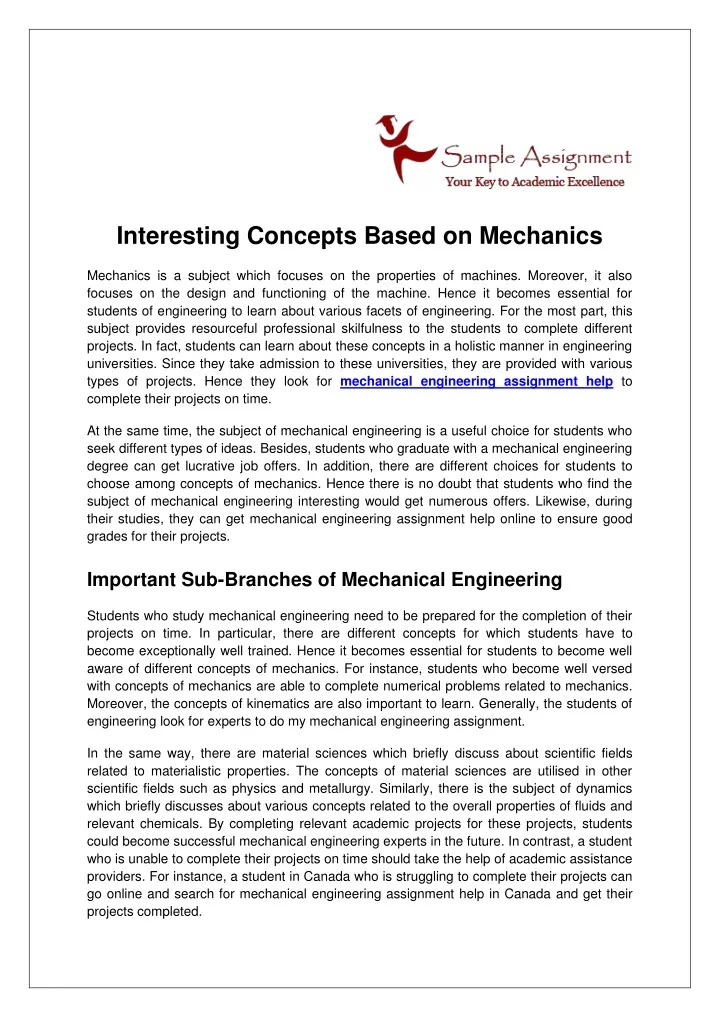 interesting concepts based on mechanics