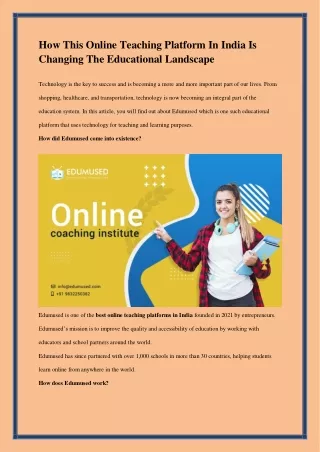 how this online teaching platform in india