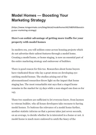 model homes boosting your marketing strategy