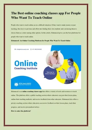 the best online coaching classes app for people