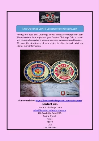 Ems Challenge Coins | Lonestarchallengecoins.com