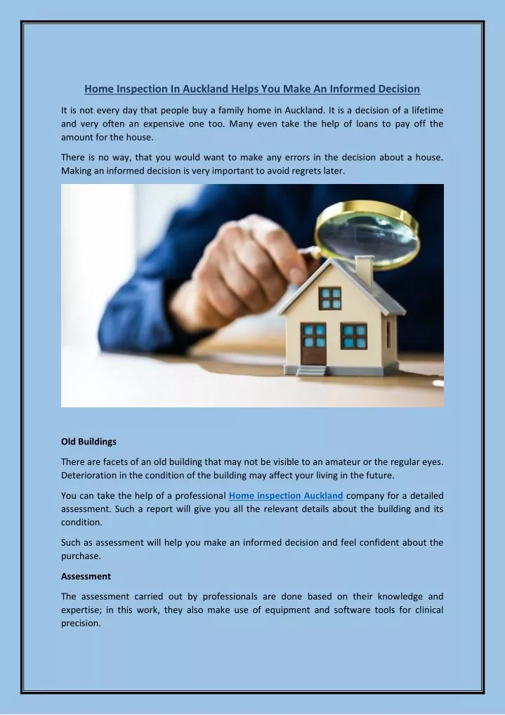 home inspection in auckland helps you make