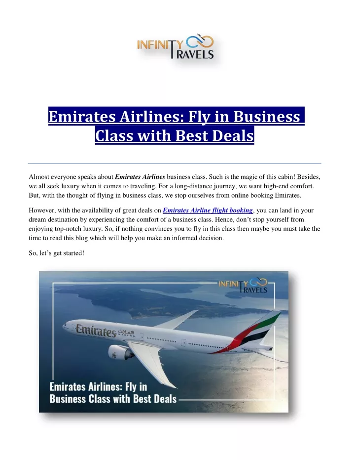 emirates airlines fly in business class with best