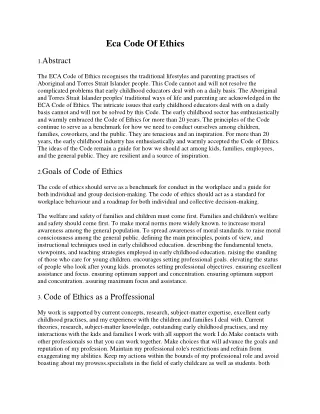 Eca Code Of Ethics