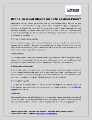 How To Hire A Cost-Effective Bus Rental Service In Ireland?