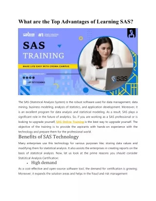 what are the top advantages of learning sas