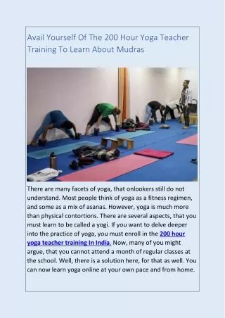 avail yourself of the 200 hour yoga teacher