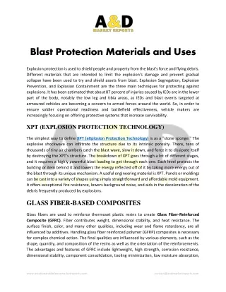 blast protection materials and uses
