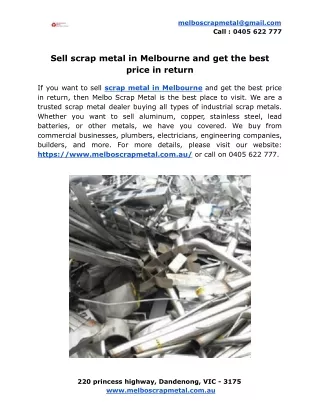 Sell scrap metal in Melbourne and get the best price in return