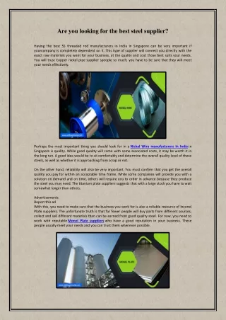 Are you looking for the best steel supplier?