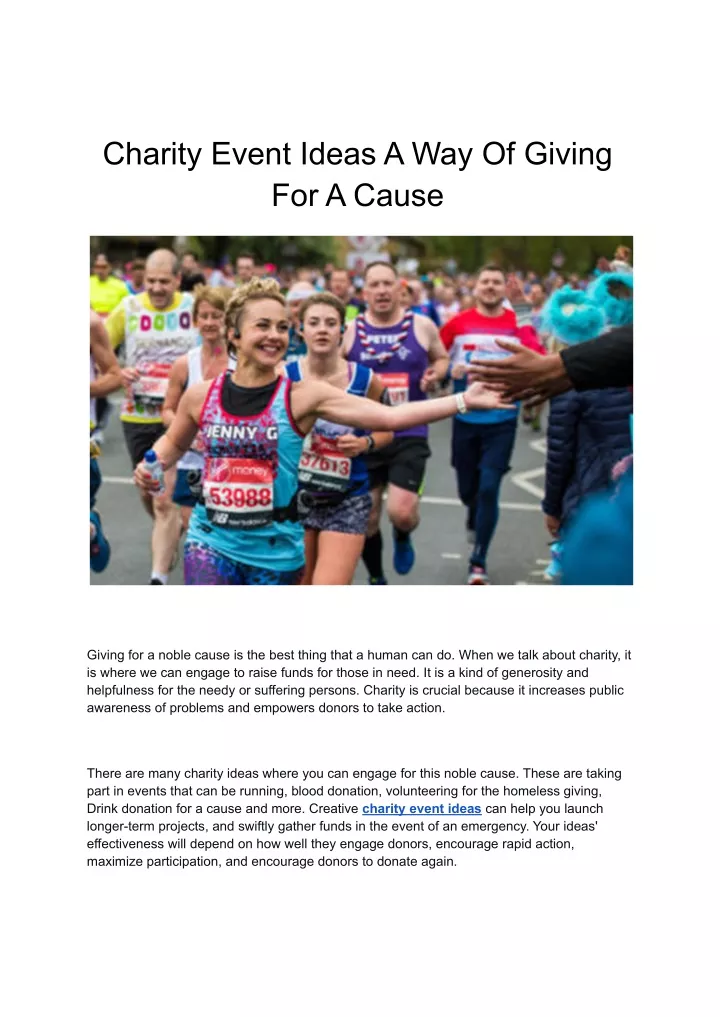 charity event ideas a way of giving for a cause