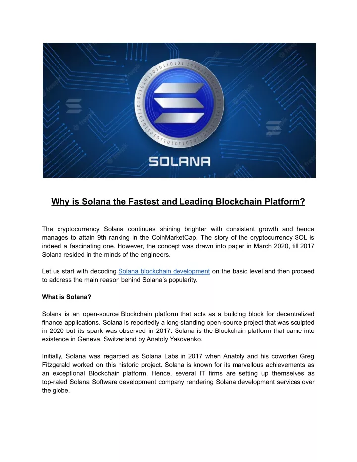 why is solana the fastest and leading blockchain