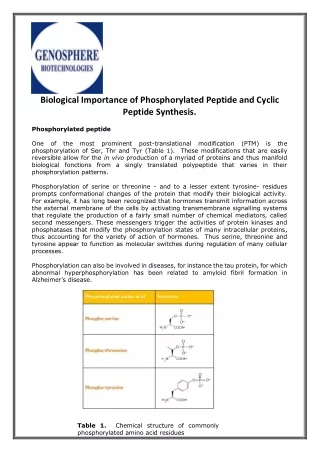 biological importance of phosphorylated peptide
