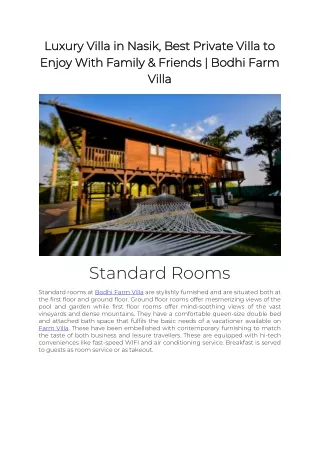 Luxury Farm Villa in Nasik - Bodhi Farm Villa