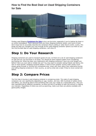 how to find the best deal on used shipping