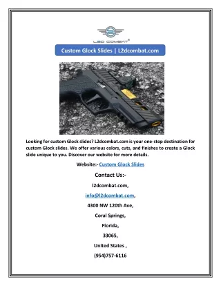 Custom Glock Slides | L2dcombat.com