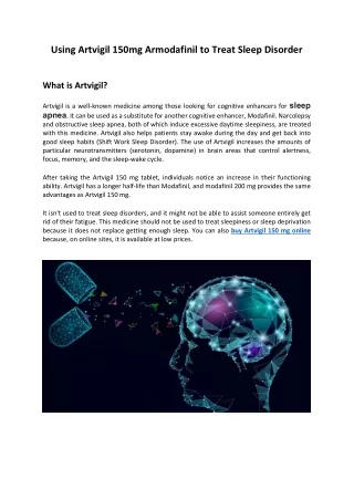 using artvigil 150mg armodafinil to treat sleep