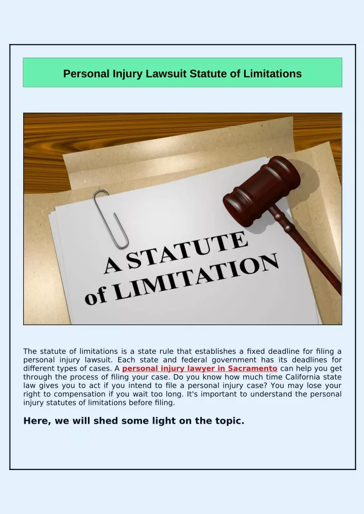 personal injury lawsuit statute of limitations