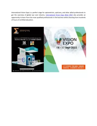 international vision expo is a perfect stage