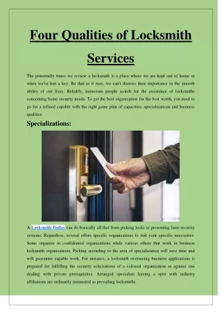 four qualities of locksmith