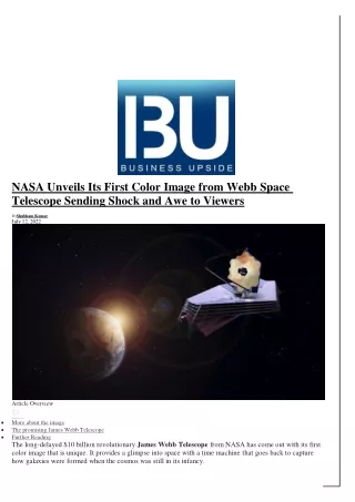 NASA Unveils Its First Color Image from Webb Space Telescope Sending Shock and A