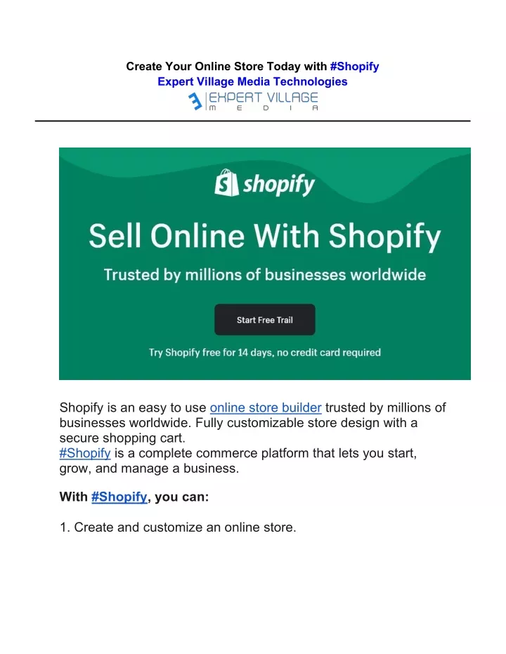 create your online store today with shopify