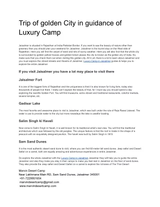 Trip of golden City in guidance of Luxury Camp