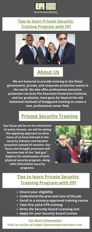 tips to learn private security training program