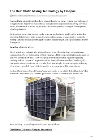 the best static mixing technology by finepac